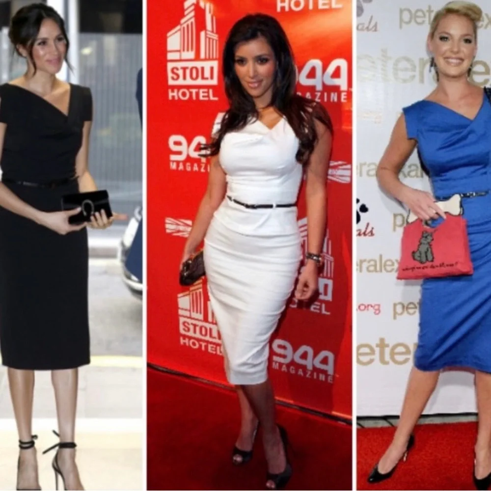 Black Halo- Jackie O metallic 70% linen asymmetrical midi sheath dress.Size 6 - Picture 2 of 11